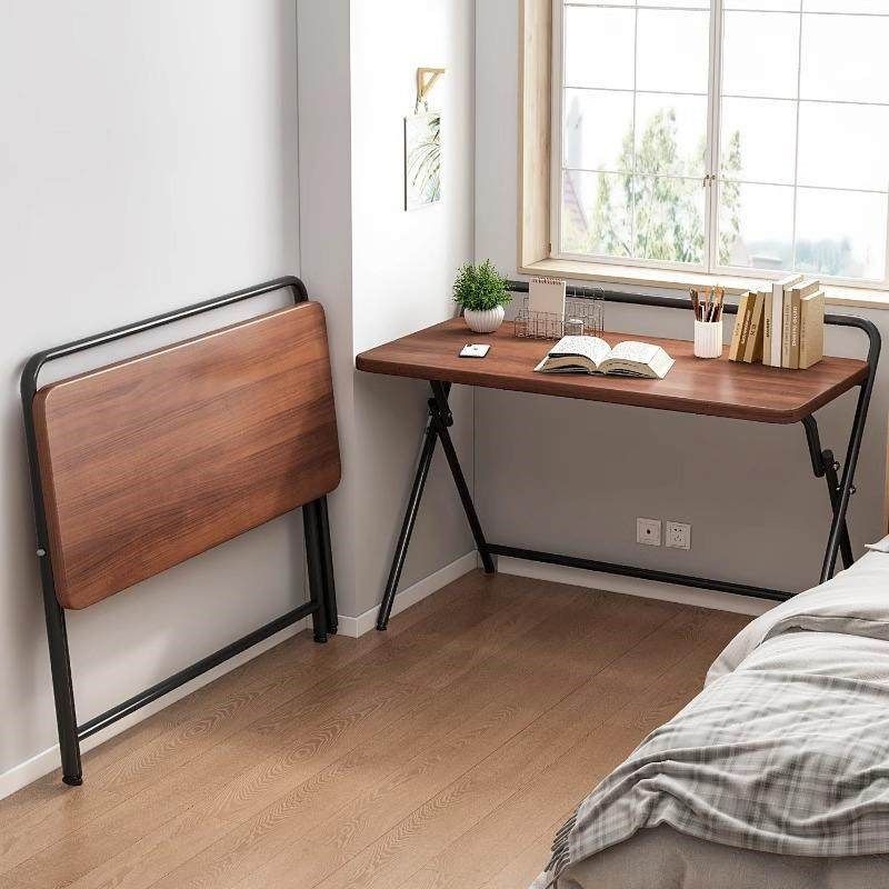 可折叠书桌电脑桌学生家用学习写字桌简易办公实木升降床边小桌子