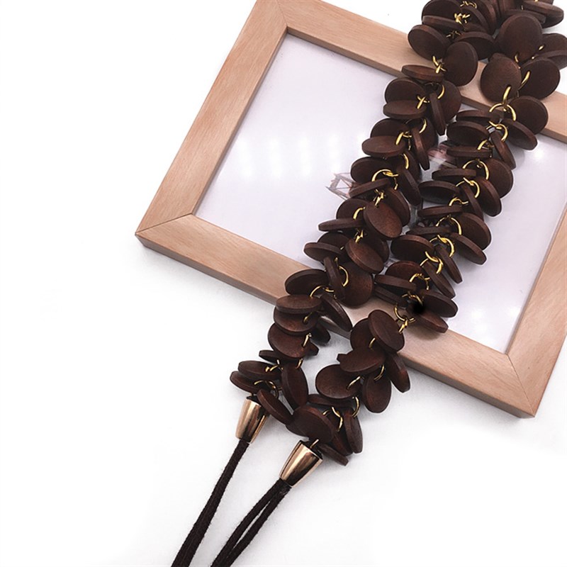 侘寂风原木色窗帘绑带韩式系带百搭窗帘扣木串简约绑绳绑球长吊穗