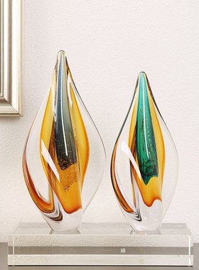 彩色水滴琉璃艺术摆件现代简约客厅酒店样板间博古架桌面装饰送礼