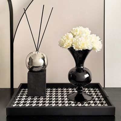 态生活中古风黑色玻璃花瓶摆件小众高级感法式客厅餐厅玻璃水培瓶