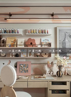 现代样板间书桌组合绘画主题软装颜料小摆件售楼处儿童女孩房饰品