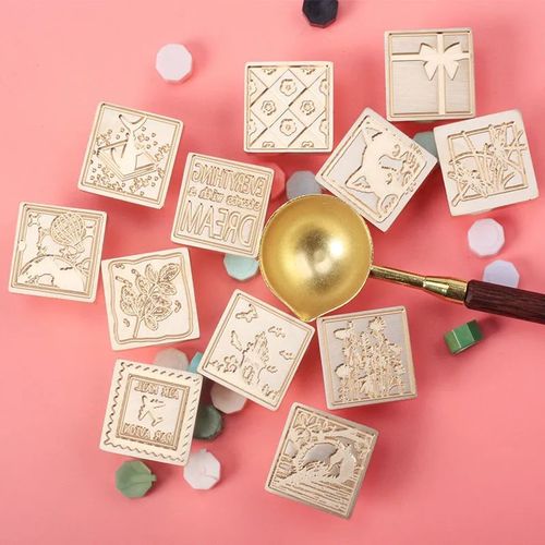 文艺复古火漆印章封印戳 信封口印章 火漆配件方形铜头学生装饰