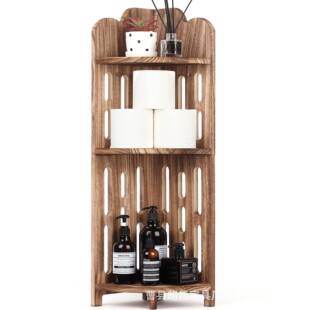 木制浴角落木置物架3层实木显示屏狭窄间室淋浴架制空置物架植物