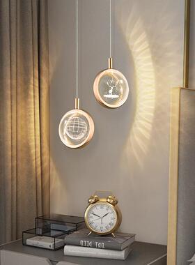 卧室床主卧头吊灯简约现代创47446意水母水晶艺术氛造型围长线小