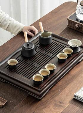 龙马精神山竹茶盘大小号储水高排水厅用式两客茶几泡茶CP221101盘