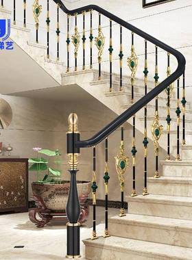 别墅旋转弧形金铝GNG合楼梯手室内家用护栏新款欧式栏杆房自建扶