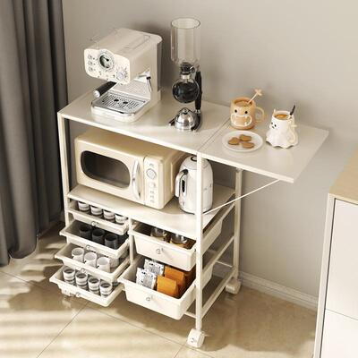 厨CBG85房波炉纳置物备架餐夹缝推微车落地多功能收移动餐边柜工