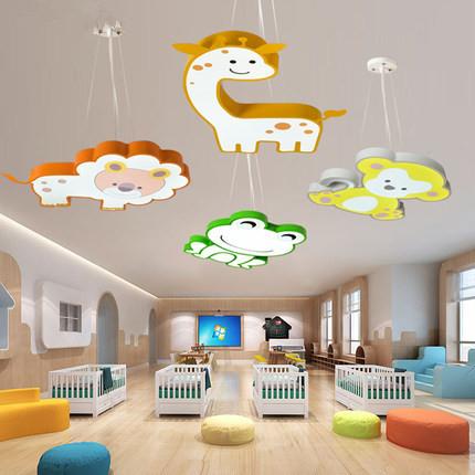 创意狮子猴子动物造型吸顶早教692灯儿童乐通园吊灯幼儿园L卡ED灯