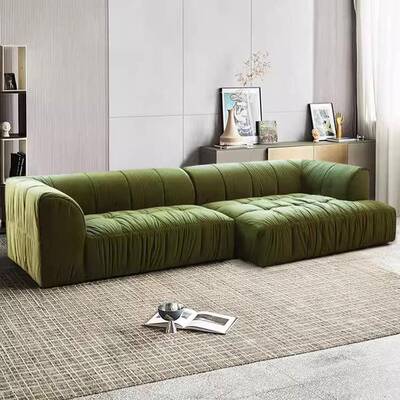 法色式奶油复33333古风客厅休艺闲现代懒云朵豆腐块绿色拼贵妃布