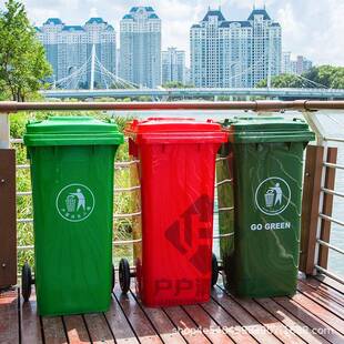 100L120L20L业滚轮垃圾桶街道物工业园环卫带盖厨4余HHQ-240塑料