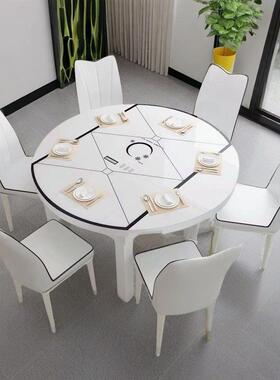 实餐桌折叠用可折缩叠餐桌木家椅高档小户型折叠可伸方FZF圆两用