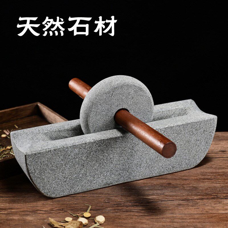 石头碾子唐代宋代茶碾小碾五谷杂粮碾压器点茶抹茶茶粉茶饼中药碾 - 实物图