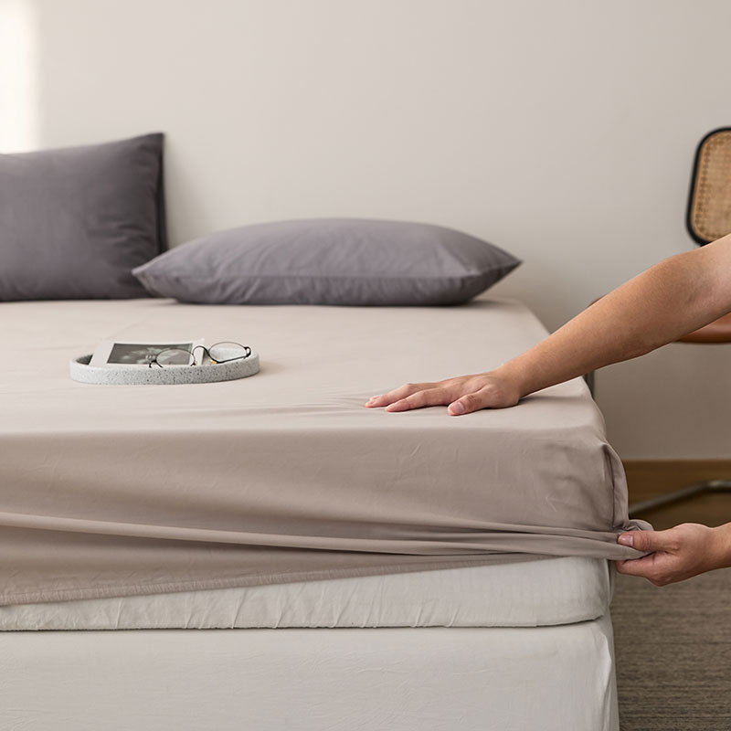 在耳边简约纯色100s磨毛床单单品秋冬全棉床笠床罩单件床上用品