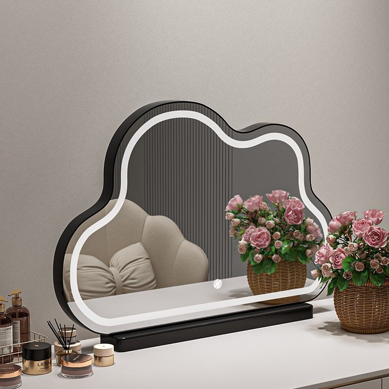 led云朵化妆镜2024新款异形镜梳妆台镜子卧室桌面智能带灯梳妆镜