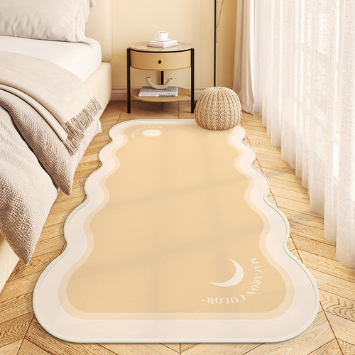 奶油风地毯卧室床边毯女孩房间异形防滑垫子防水免洗家用耐脏地垫