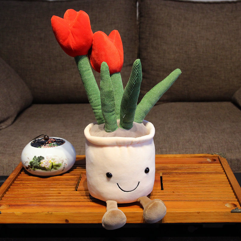 可爱仿真小花朵玩偶摆件客厅郁金香花束毛绒玩具公仔娃娃少女心萌