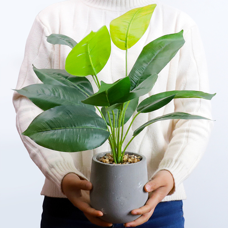 创意仿真龟背叶假盆栽植物室内房间装饰品摆设办公桌仿真绿植摆件