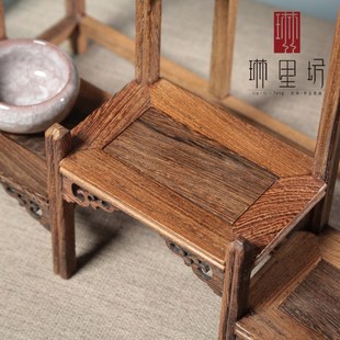 桌面小茶架鸡翅木小型博古架摆件中式茶杯茶具架子置物茶壶展示架