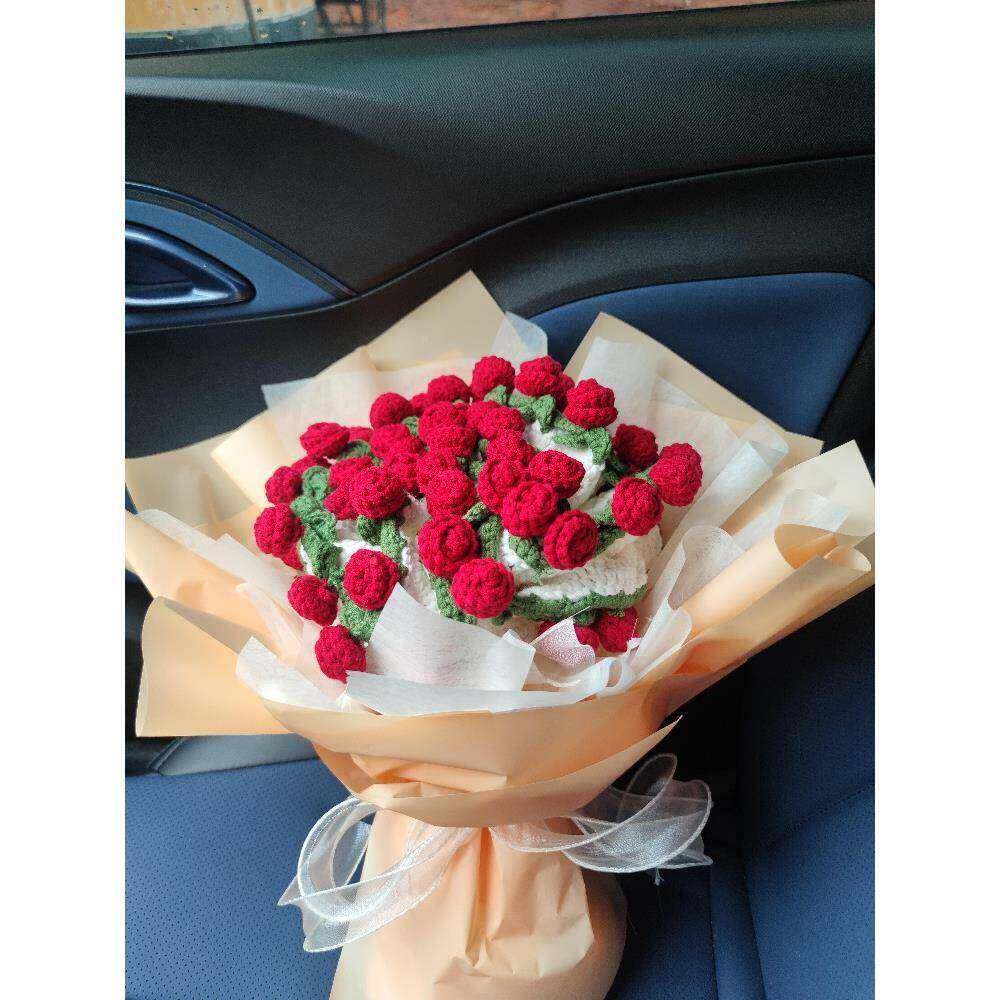 品次朵日达送玫织瑰花束毯子毛线团手工钩花毯毛子520情10085587