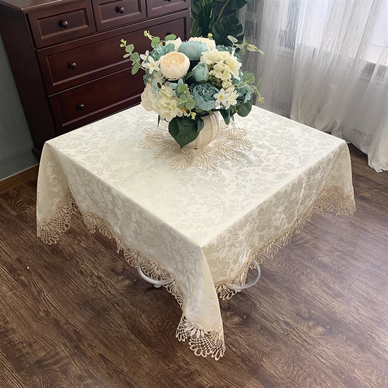 欧式茶几桌布正方形布艺餐桌布麻将方桌布八仙桌台布四方蕾丝盖布