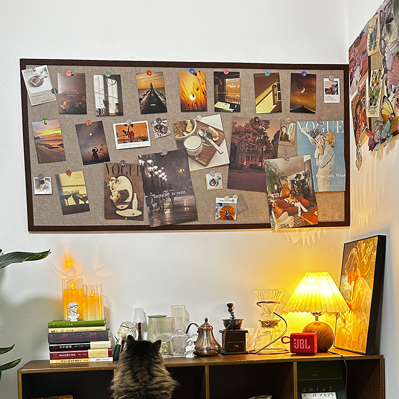 客厅桌面装饰照片墙背景板毛毡墙贴明信片照片墙相片挂墙作品展示