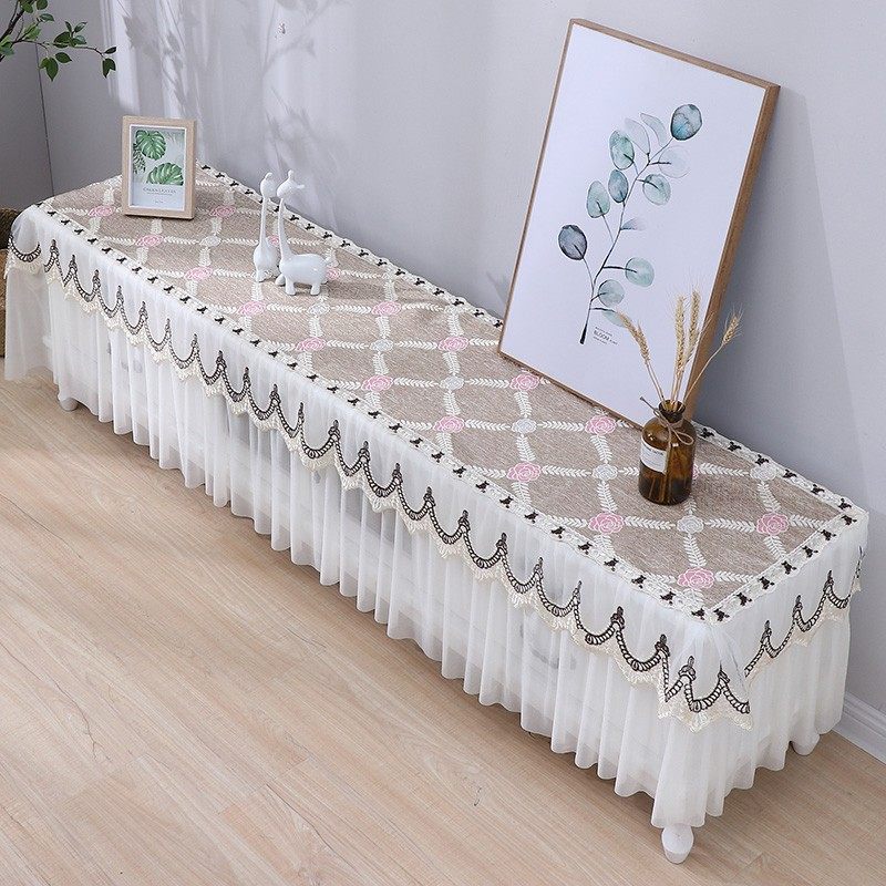 电视柜盖布布艺蕾丝防尘罩长方形客厅长条桌桌布简约鞋柜防尘套帘