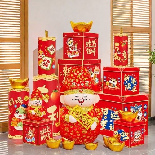2025元旦新年装饰品春节商场橱窗摆件店铺氛围布置蛇年珠宝店美陈
