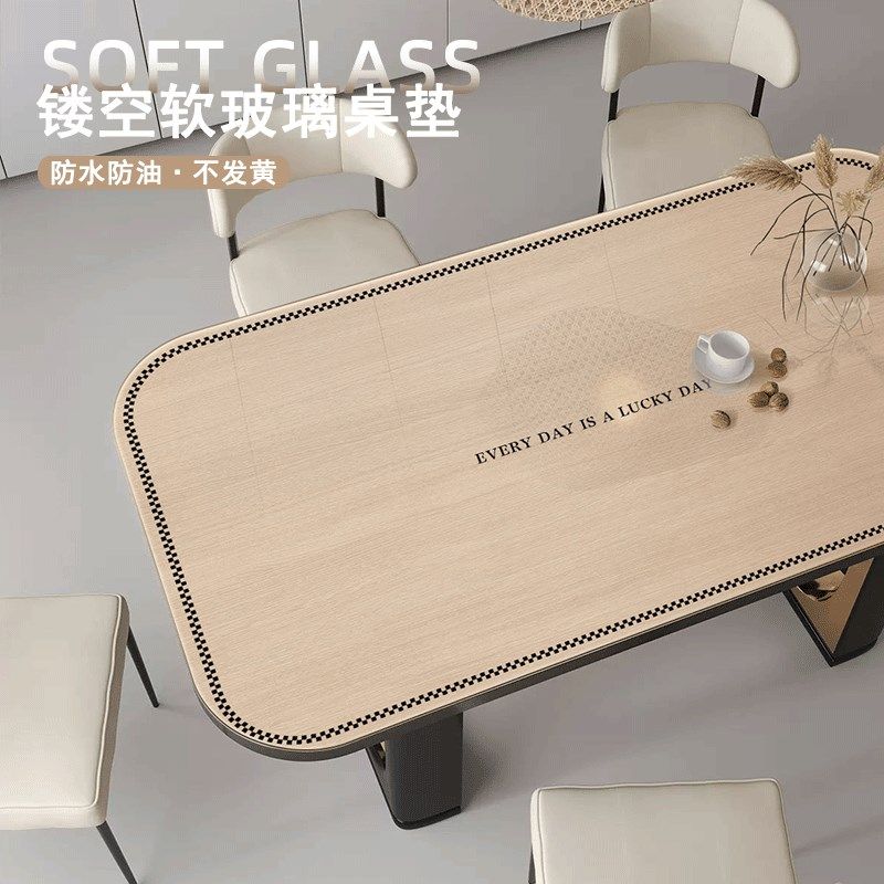 圆角餐桌垫透明印花pvc软玻璃带花纹防水防油防烫茶几桌垫可裁剪,居家布艺,桌布,淘宝优惠券,粉丝福利购,淘宝优惠卷