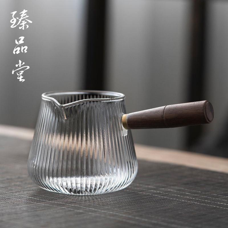 臻品堂 玻璃公道杯茶漏一体套装侧把倒茶公杯茶漏玻璃分茶器茶海
