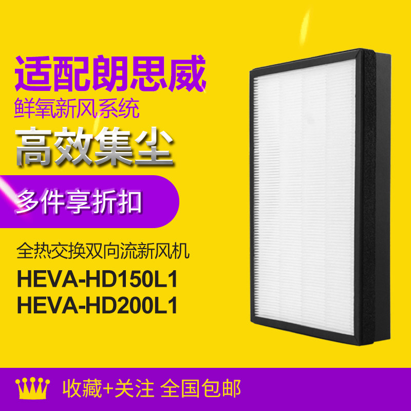 适配朗思威鲜氧新风系统新风机 HEVA-HD150L1 滤网除霾HEPA滤芯