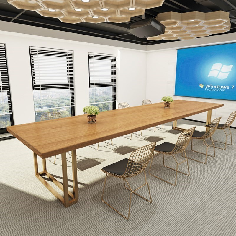 实木会议桌长桌简约现代洽谈桌会客办公桌工作台长条培训桌椅组合
