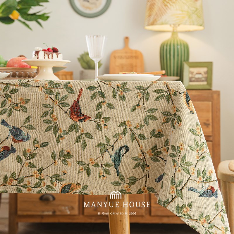 蔓越家高级感提花桌布餐桌垫子布艺餐垫长方形茶几台布圆桌保护垫