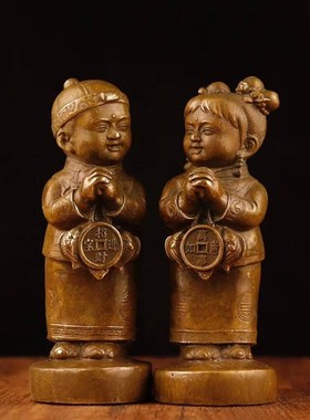 黄铜新郎新娘人偶金童玉女摆件童男童女结婚用婚庆用品吉祥物礼品