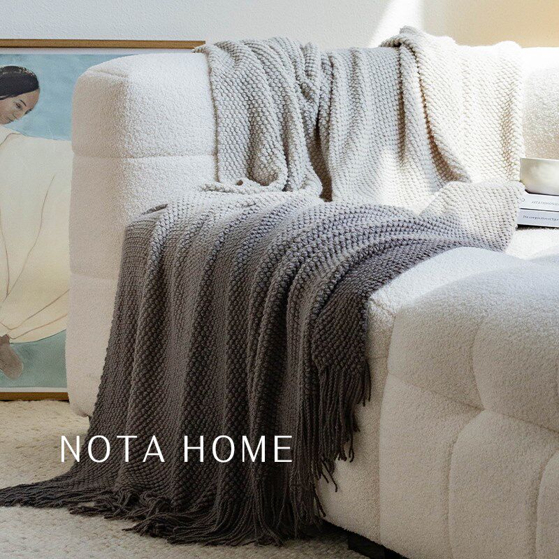 毛毯渐变灰色简约沙发盖毯搭毯休闲毯空调毯子午睡披肩民宿床尾毯