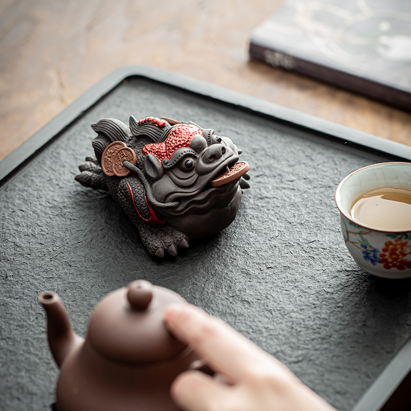 紫砂金蟾茶宠摆件精品可养手工茶玩招财个性茶台装饰创意茶道配件