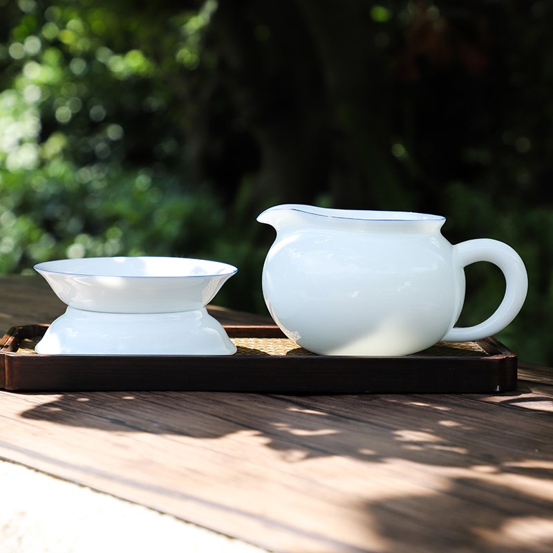 甜白公道杯陶瓷公杯茶漏过滤一体套装耐热茶海功夫茶具高端分茶器