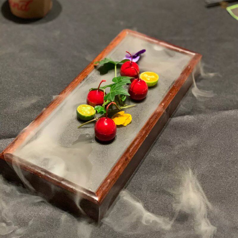 酒店餐具干冰烟雾容器创意长方形干冰餐具意境菜会所高档餐具搭配