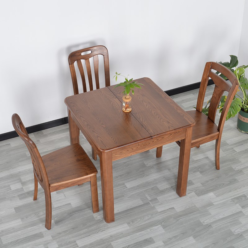 现代简约餐桌椅/人 全实木长方形一桌六椅胡桃木色家用餐桌