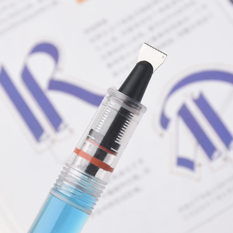 鱼忆鸭嘴笔活塞平行平头笔哥特体英文透明杆钢笔学生用专业绘图