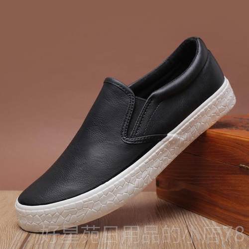 高档秋季款皮厚底韩版潮流一脚搭蹬乐福鞋 男红时界低跟休闲鞋日