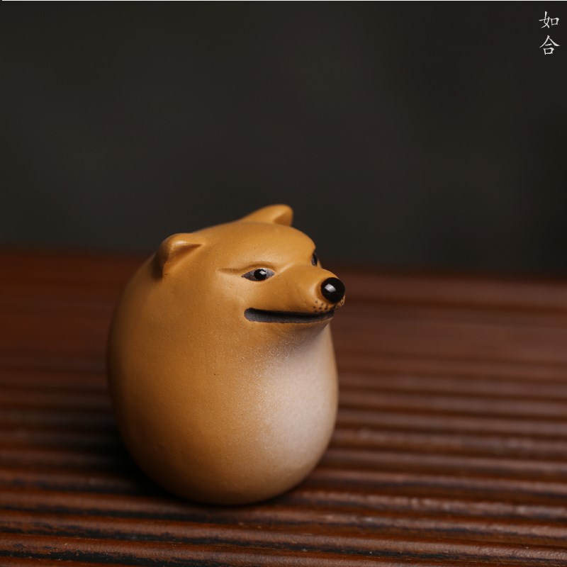 紫砂段泥狗蛋搞笑表情包茶宠小摆设摆件家居有趣创意手把件卡通