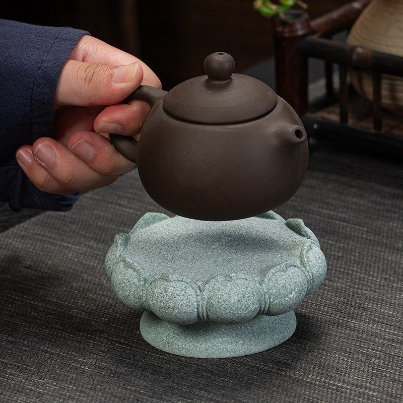 青砂石雕摆件底座盖碗盖置干泡台壶承茶托茶杯垫茶盖托办公室茶具图片