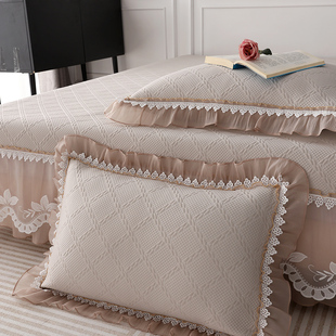 新款 凉感床席三件套可折叠水洗冰丝凉席子蕾丝床裙 高档奶油风夏季