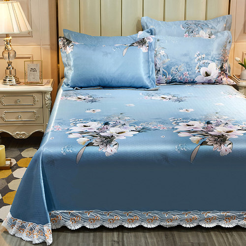 夏天冰丝席可水洗凉席三件套可折叠机洗1.8m床单式夏季空调软席子