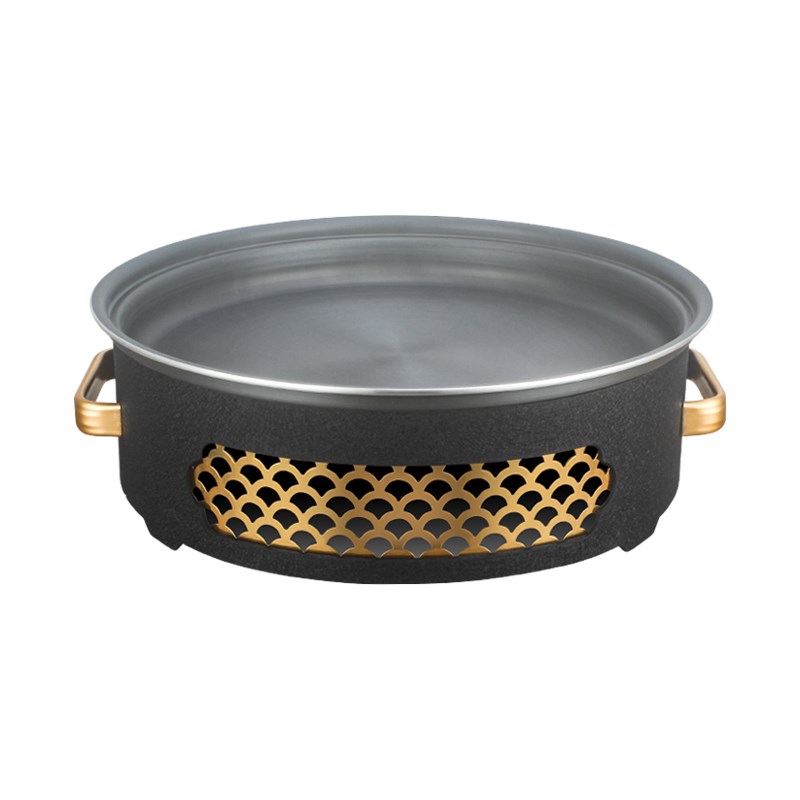 商用圆形干锅炉酒精加热烤炉烤鱼炉牛蛙干锅虾煲电磁炉不粘烤鱼盘