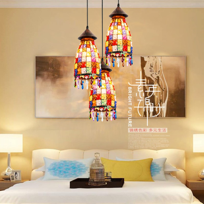 漫咖啡水晶吊灯复古琉璃餐厅灯咖啡厅酒吧单头灯卧室阳台过道灯具