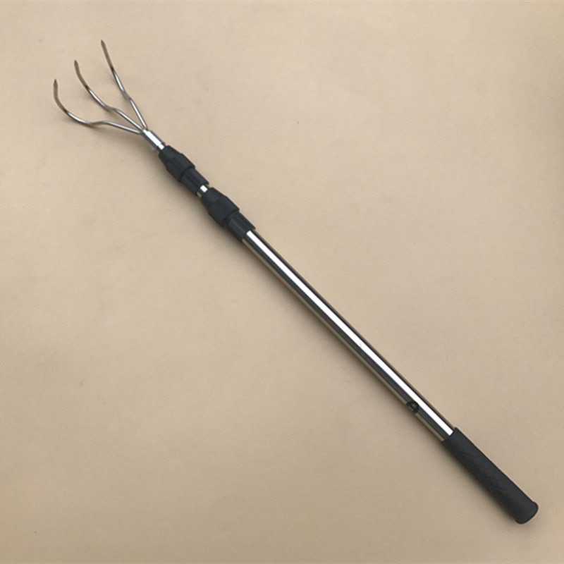 2爪3爪搭钩 1.5米mm不锈钢内外锁伸缩杆 勾带倒刺竿子外锁
