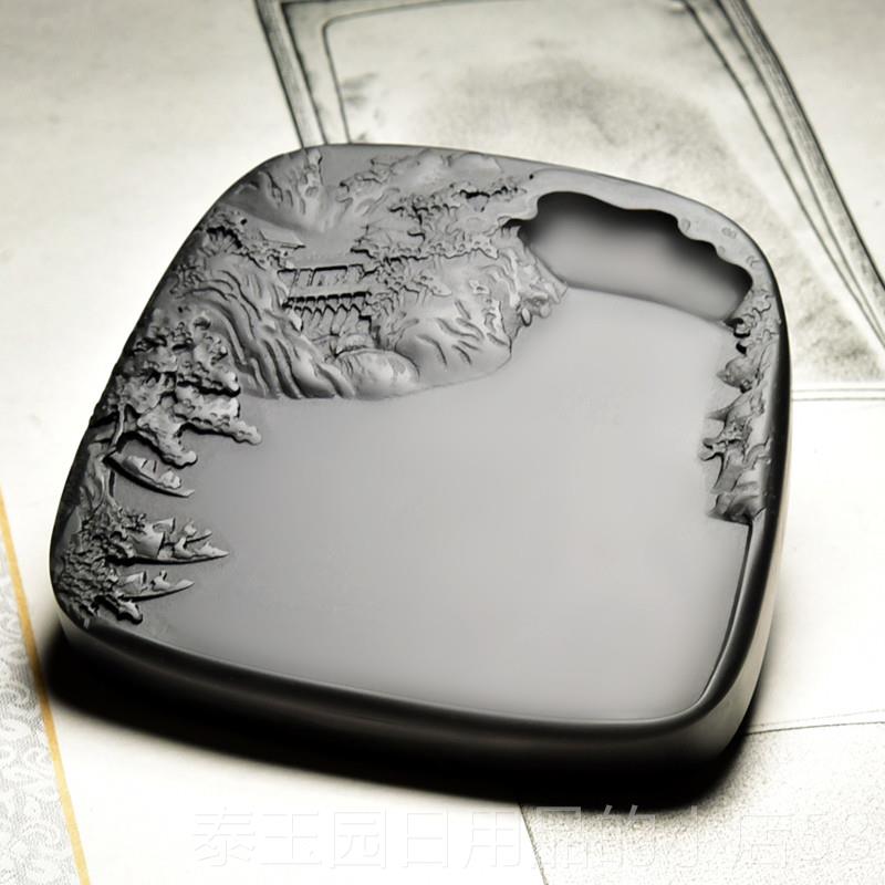 高档高档珍藏礼品文四宝天然原石清仓徽歙县老房成人研磨墨块碟池