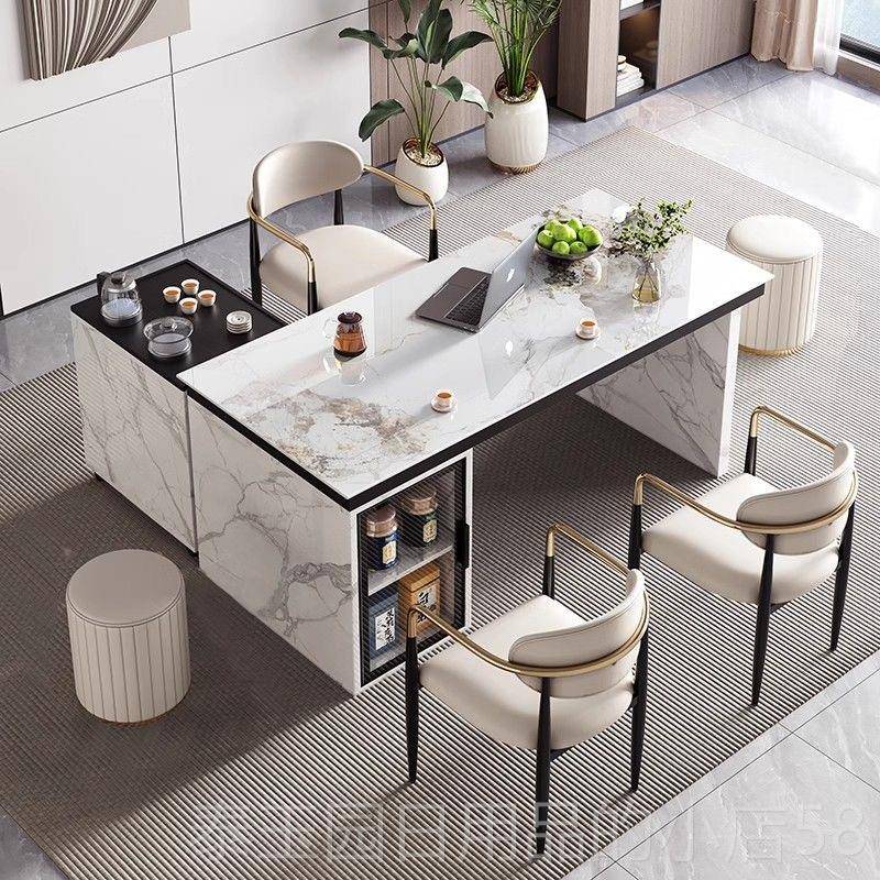 高档现代轻奢岩板茶桌烧椅办公可岛台茶简约家用功夫几移动茶台带