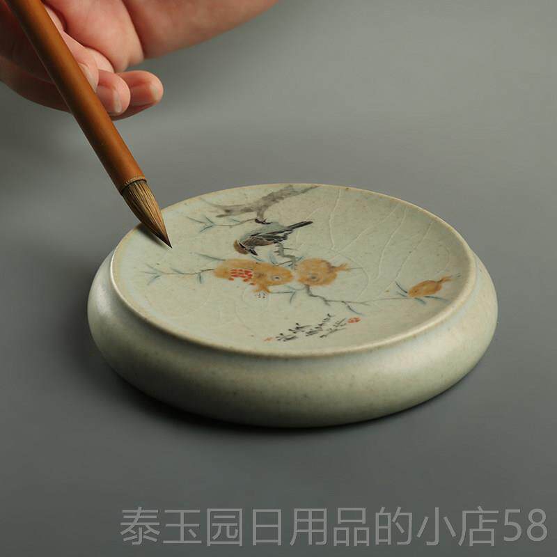 高档匠人手造 秋图笔舔手绘古瓷器摆件景德师镇陶瓷大实手绘彷毛